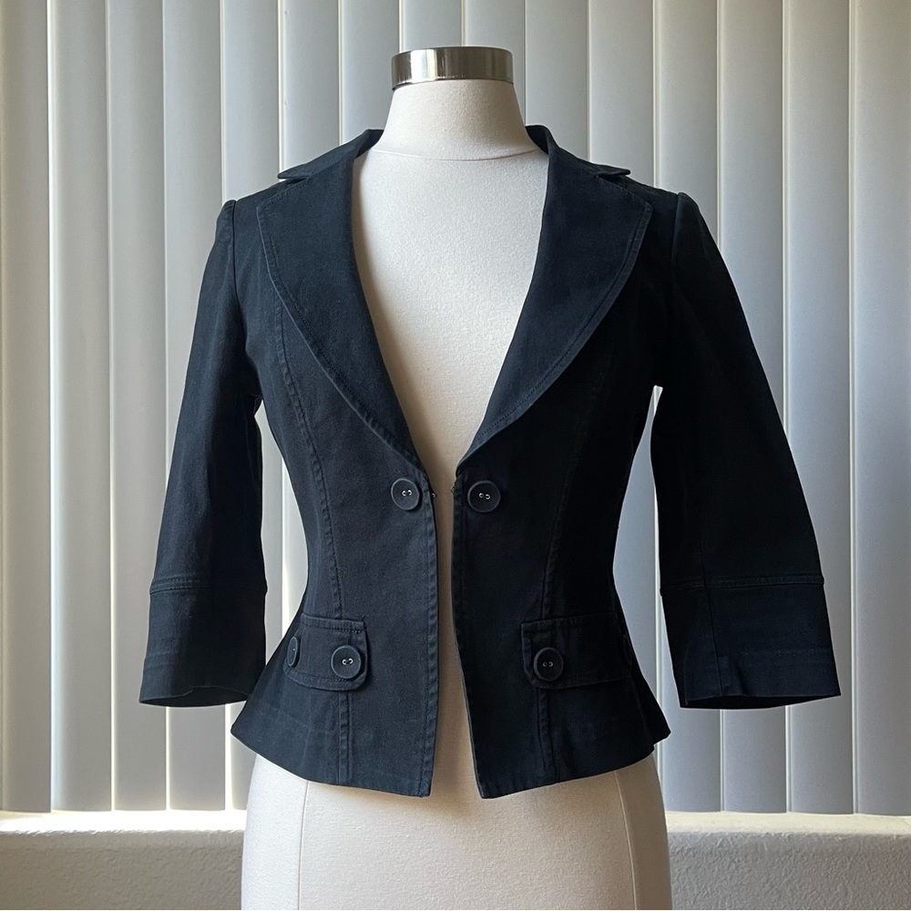 Bazaar Black One Button 3/4 Sleeve Blazer Jacket Size: XS  $279